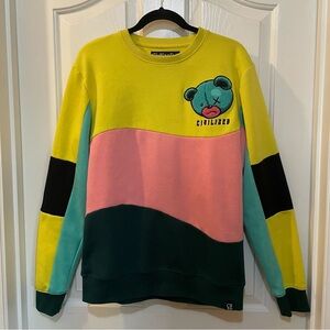 CivilizeD Bear Colorblock Streetwear Sweatshirt Medium
